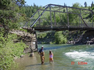 Nikkie fly fishing 1 mile from the Lodges